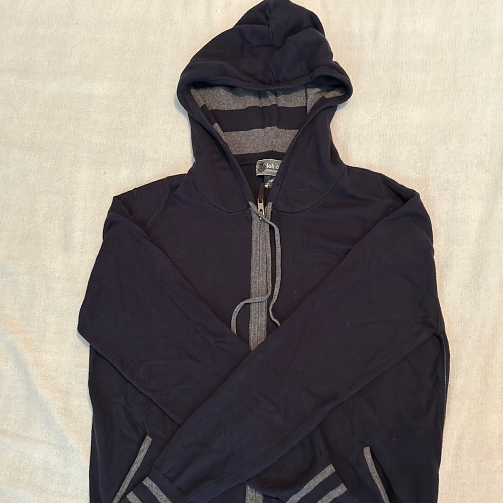 Men's Loft 604 Blue Cotton and Cashmere Hoodie, Size S